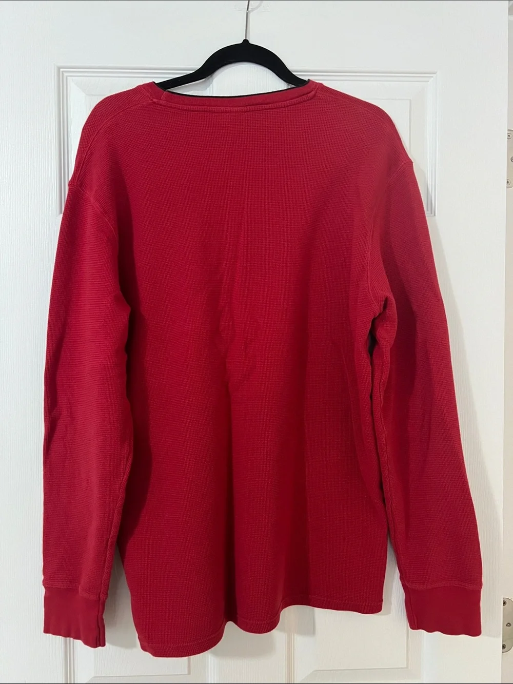 Polo by Ralph Lauren Bright Red Crewneck Thermal Henley with White Pony